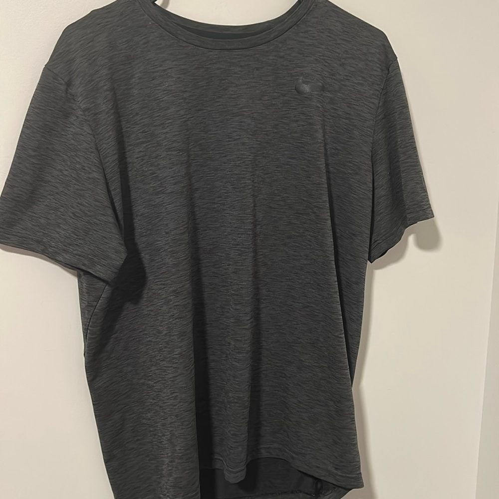 Men’s Nike Drifit Gray Black Short Sleeve Workout Shirt Size Large Athletic